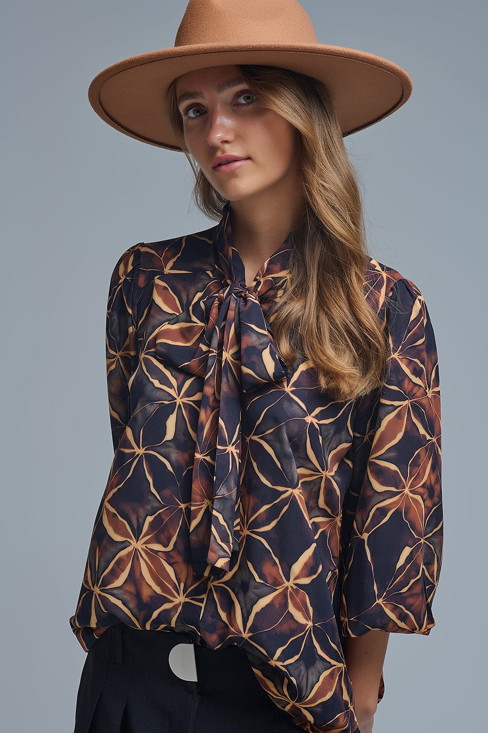 Absract Print Chiffon Blouse