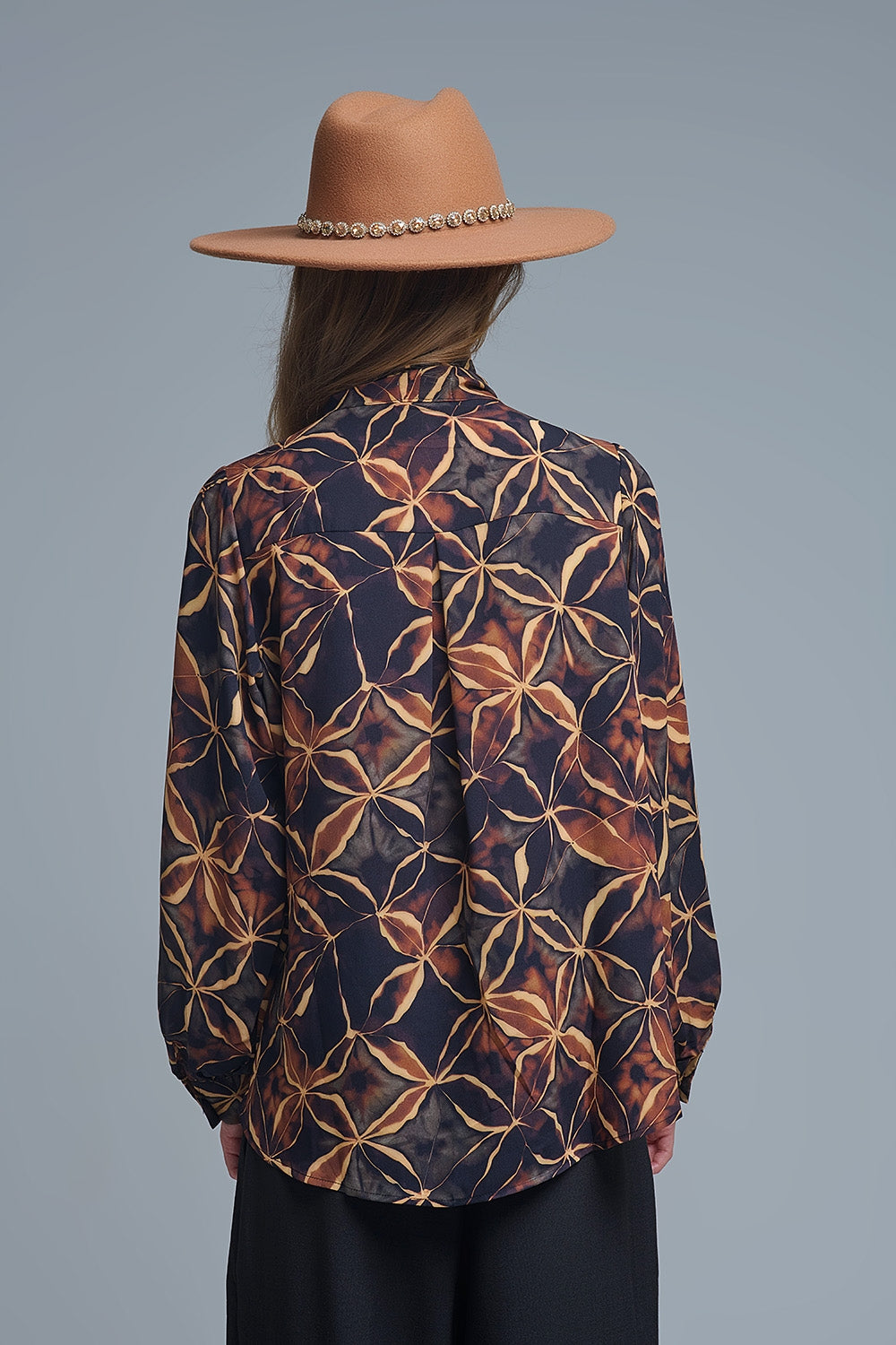 Absract Print Chiffon Blouse