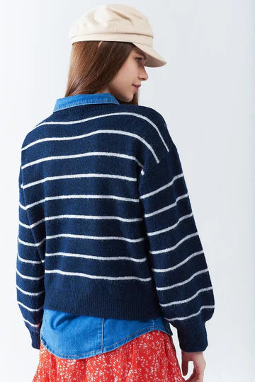 Navy Stripe Sweater w/ Heart