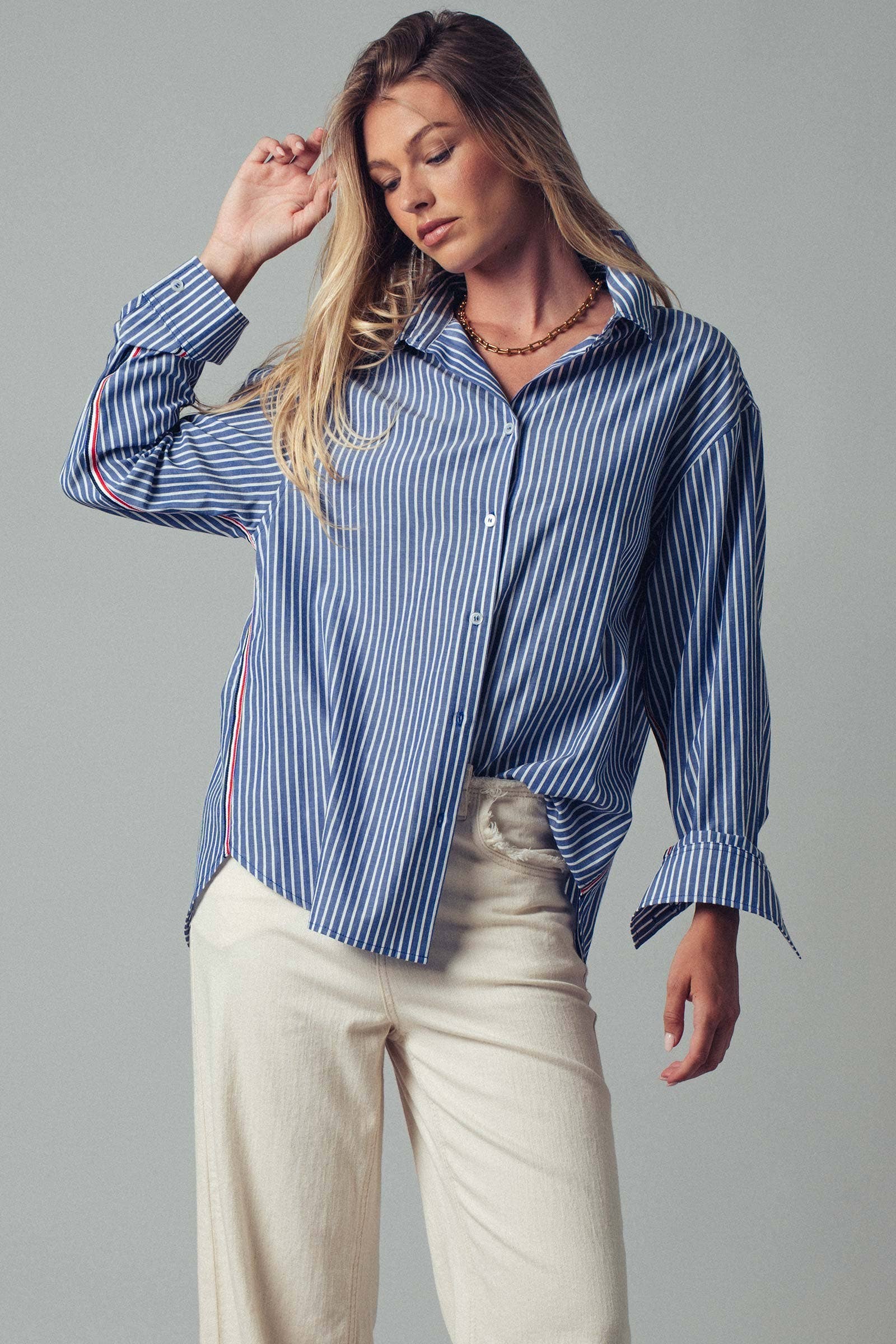 Side Stripe Detail Button Down
