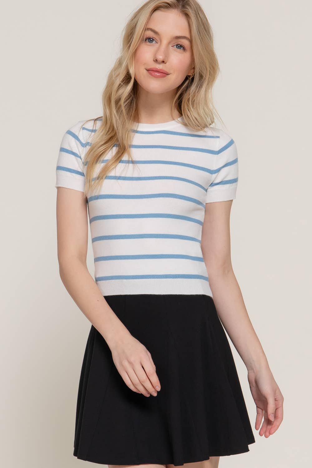 Crew Neck Striped Sweater Tee