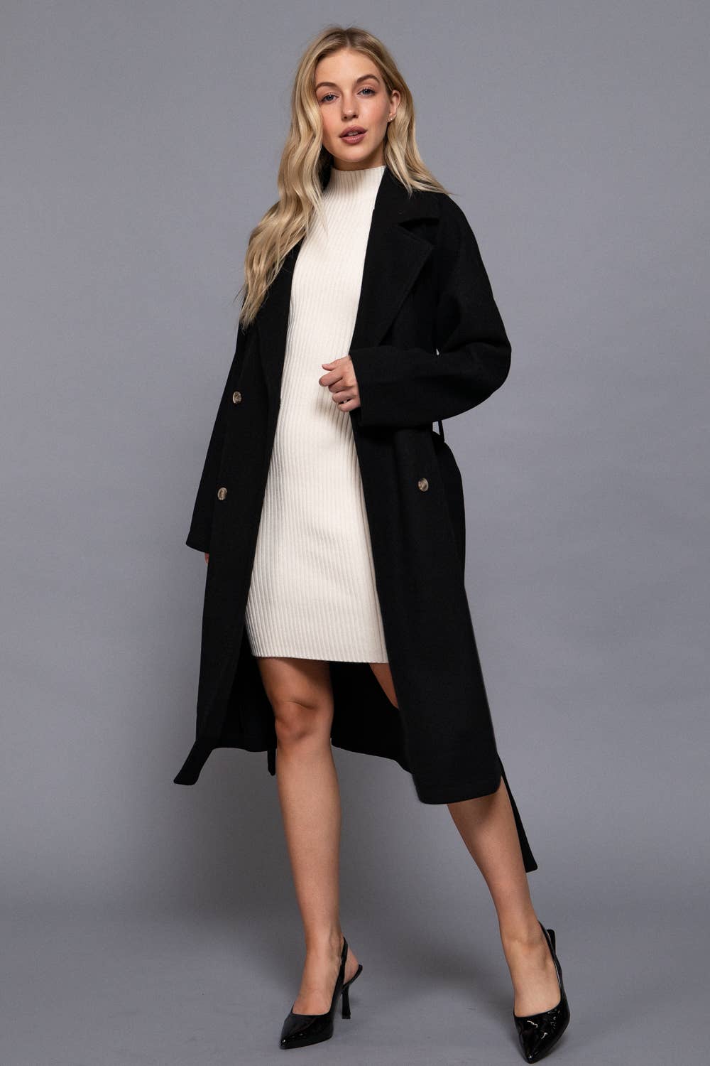 Double Breasted Button Trench Coat