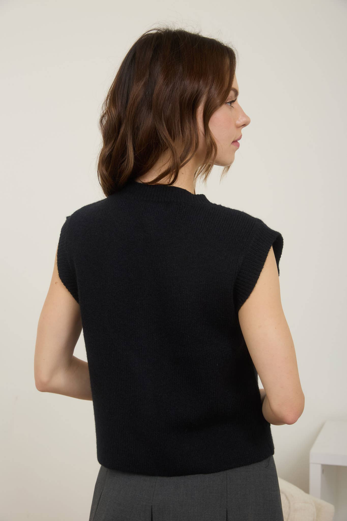 Gold Button Sleeveless Sweater