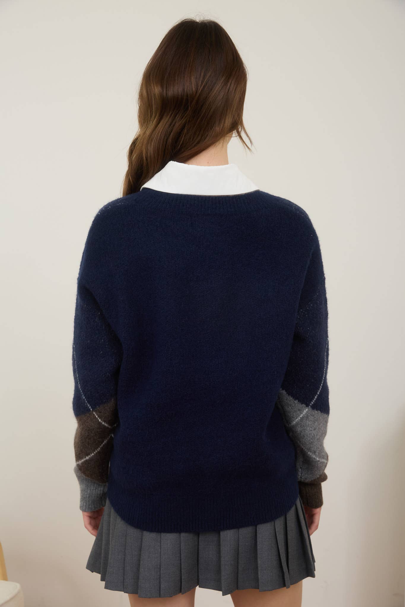 Argyle V-Neck Pullover Sweater