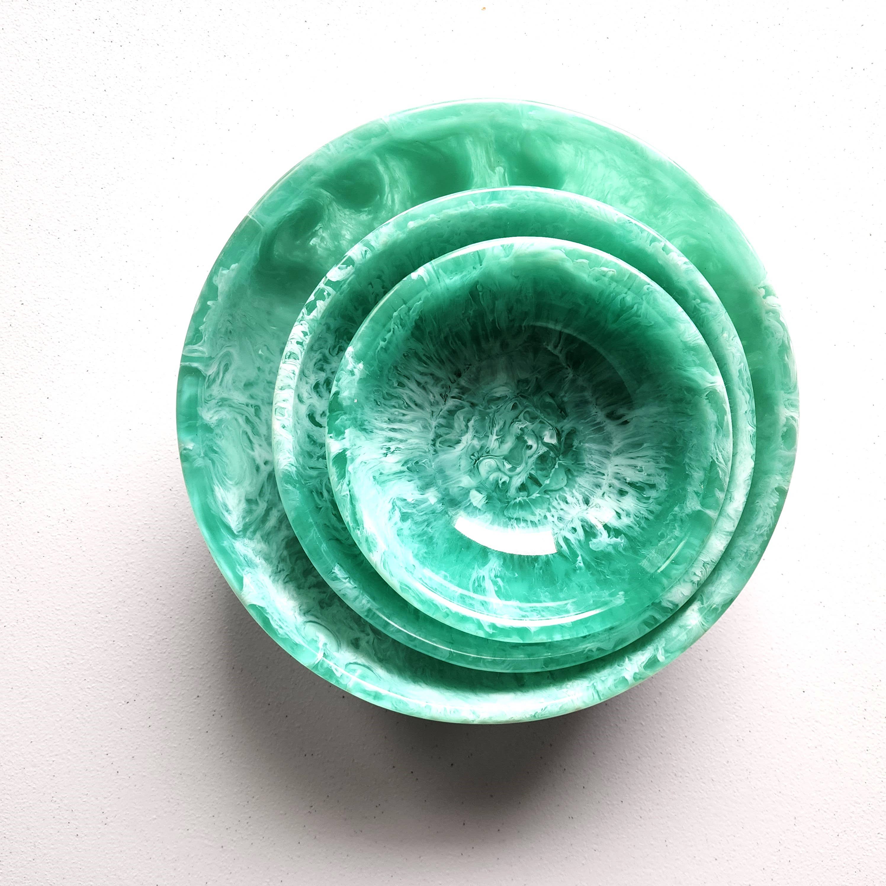 Set of 3 Resin Serving Bowls teal front | MILK MONEY milkmoney.co | white elephant gift ideas, gift, mother's day gift ideas, white elephant gift, gift shops near me