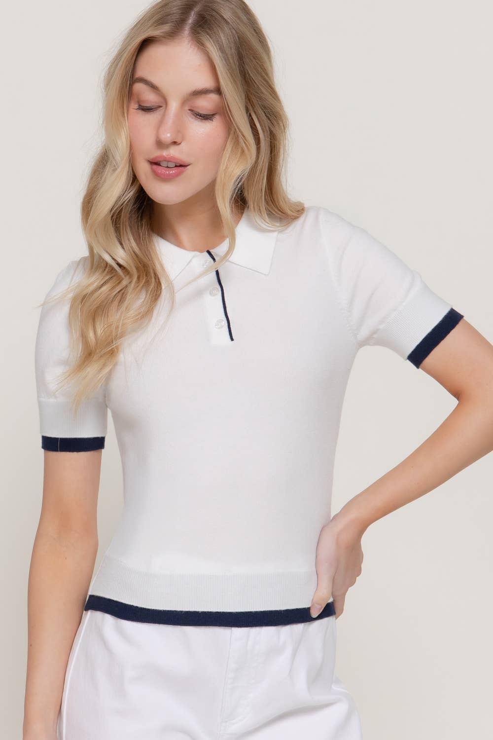 Short Sleeve Polo Sweater
