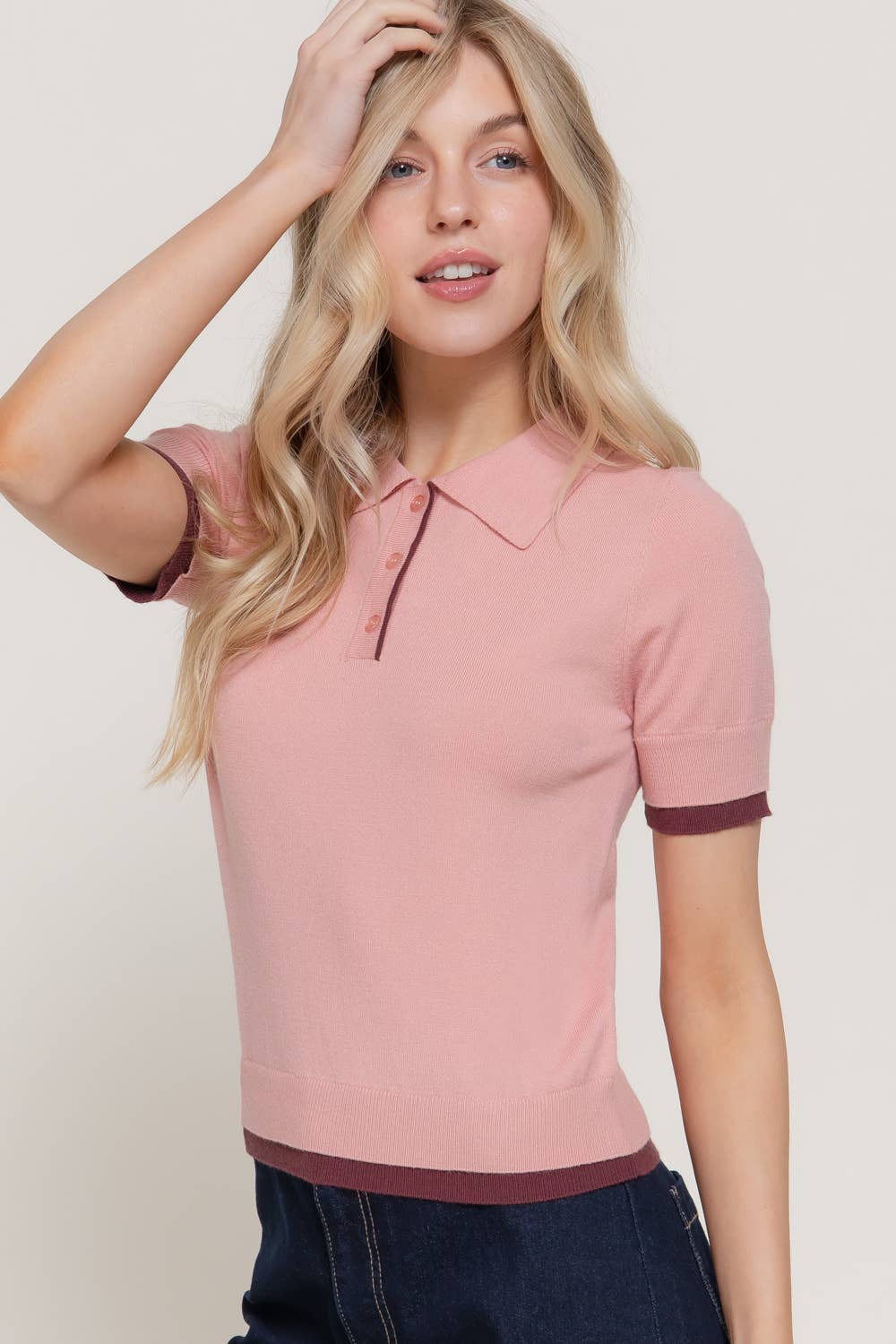 Short Sleeve Polo Sweater