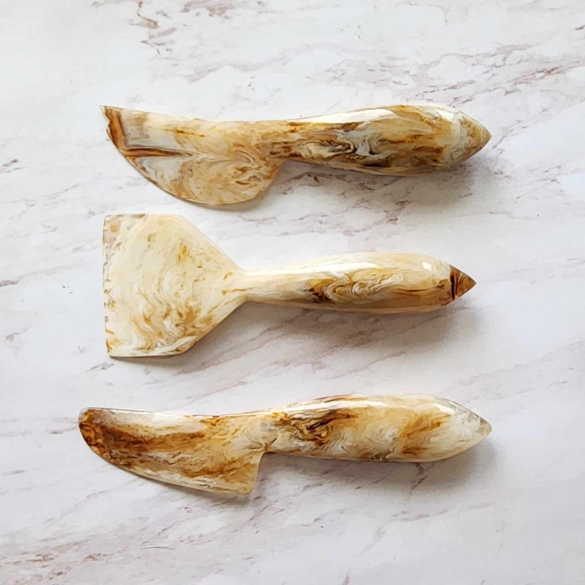 3-Piece Resin Cheese Knives Set brown front | MILK MONEY milkmoney.co | white elephant gift ideas, gift, mother's day gift ideas, white elephant gift, gift shops near me