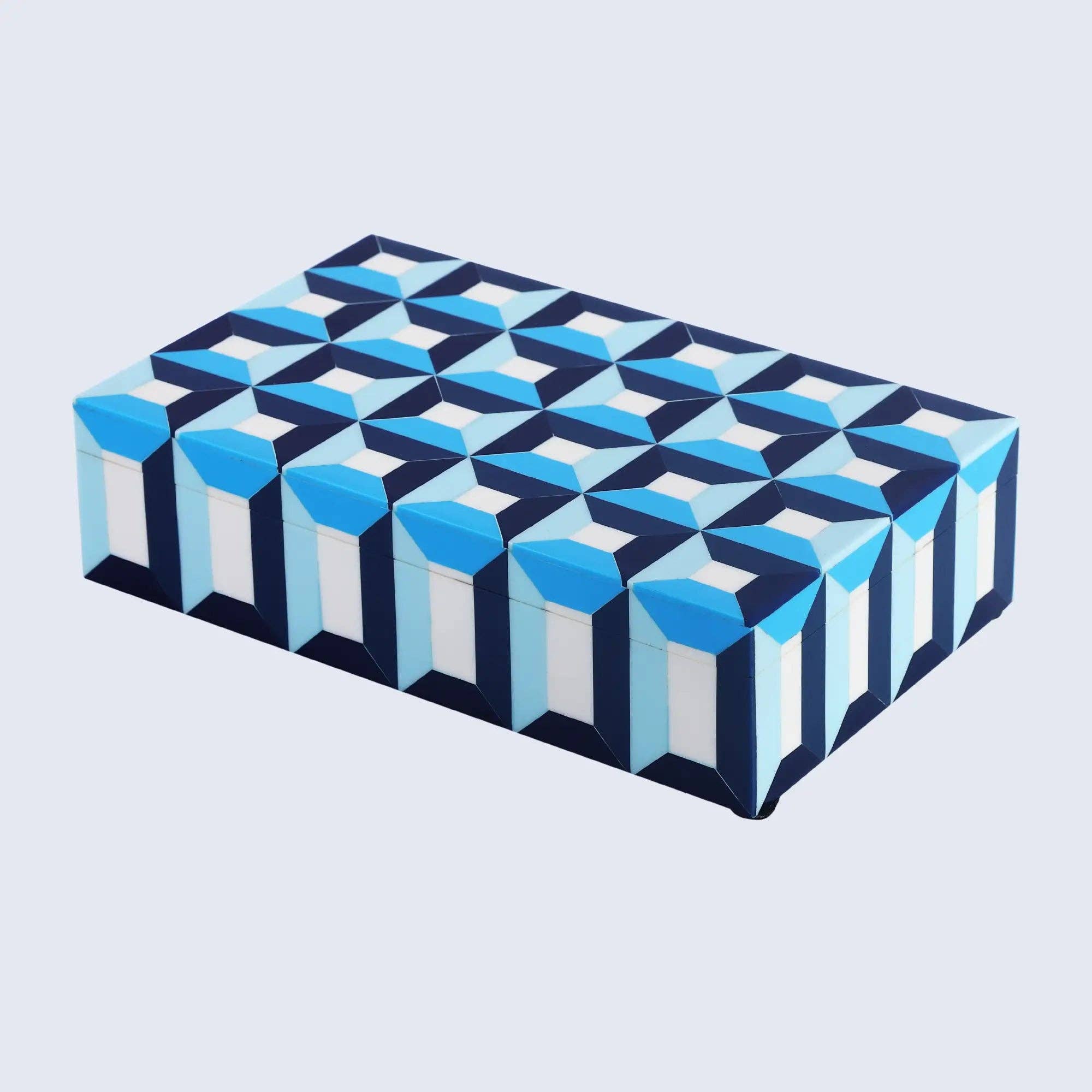 Blue Geometric Decorative Box