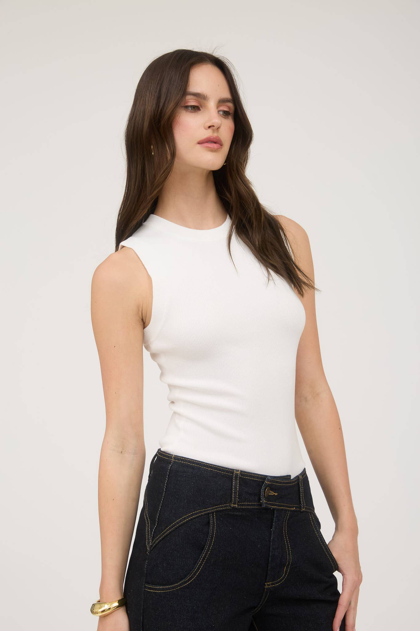 Sleeveless Round Neck Knit Tank