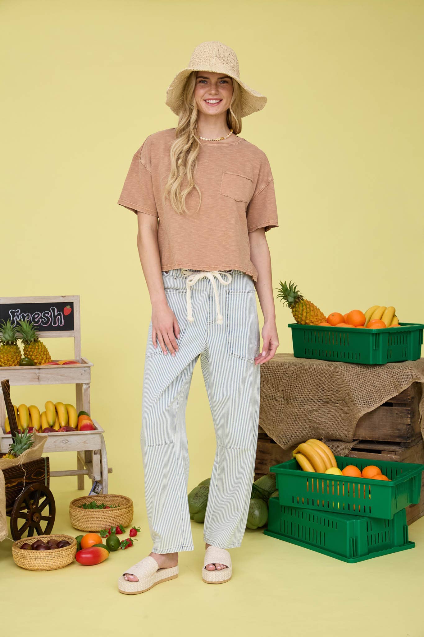 Eyelet Rope Waist Tie Jeans