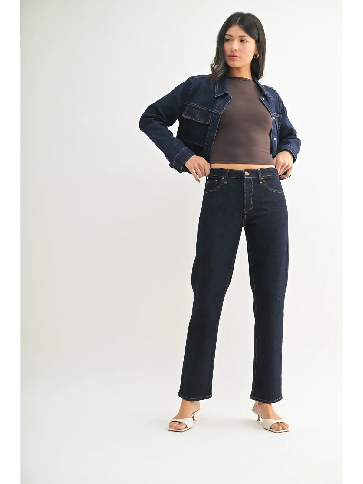 JBD Mid Rise Straight Leg Jean