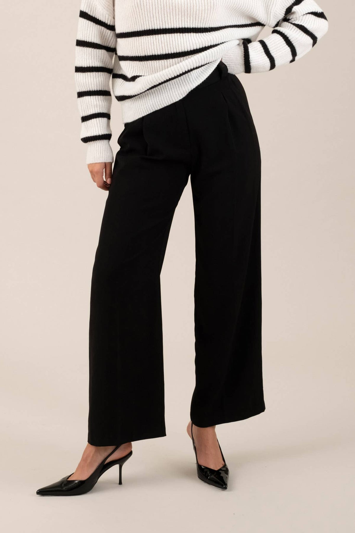 Hi-Waist Wide Leg Pleated Dress Pants