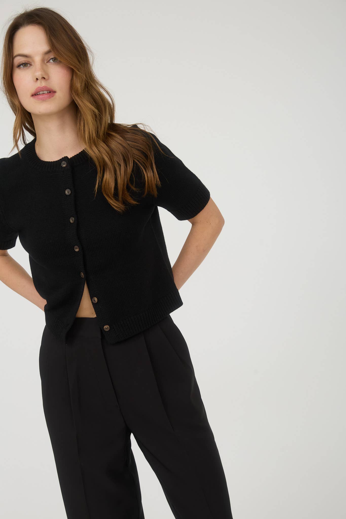 Short Sleeve Button Down Cardigan