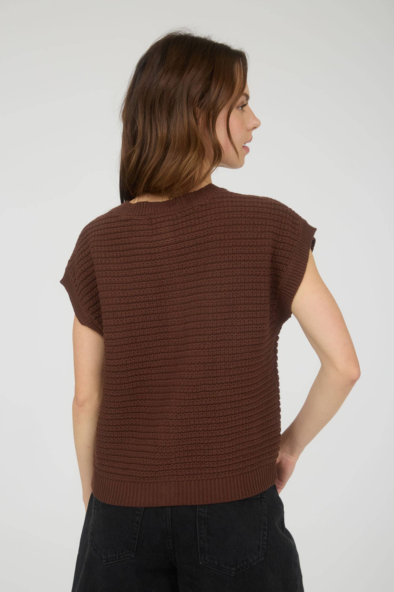 Textured Knit Cardigan Vest