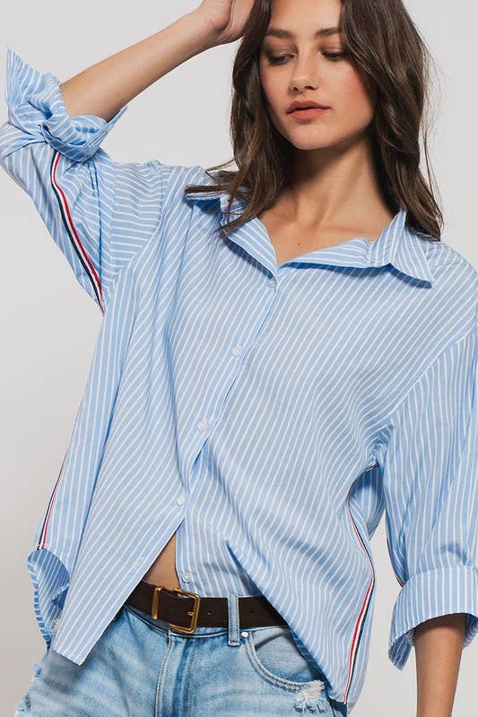 Side Stripe Detail Button Down