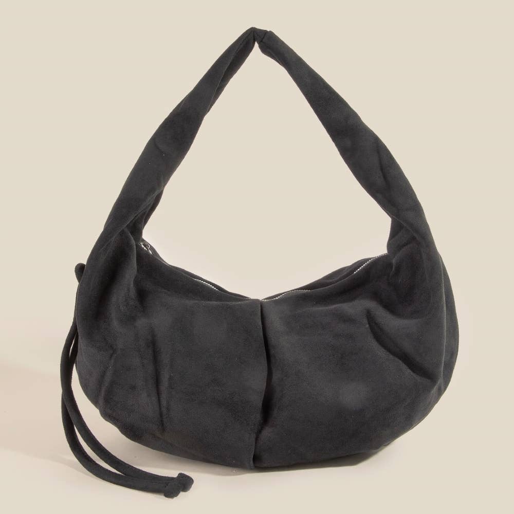 Suede Baggy Hobo Shoulder Bag