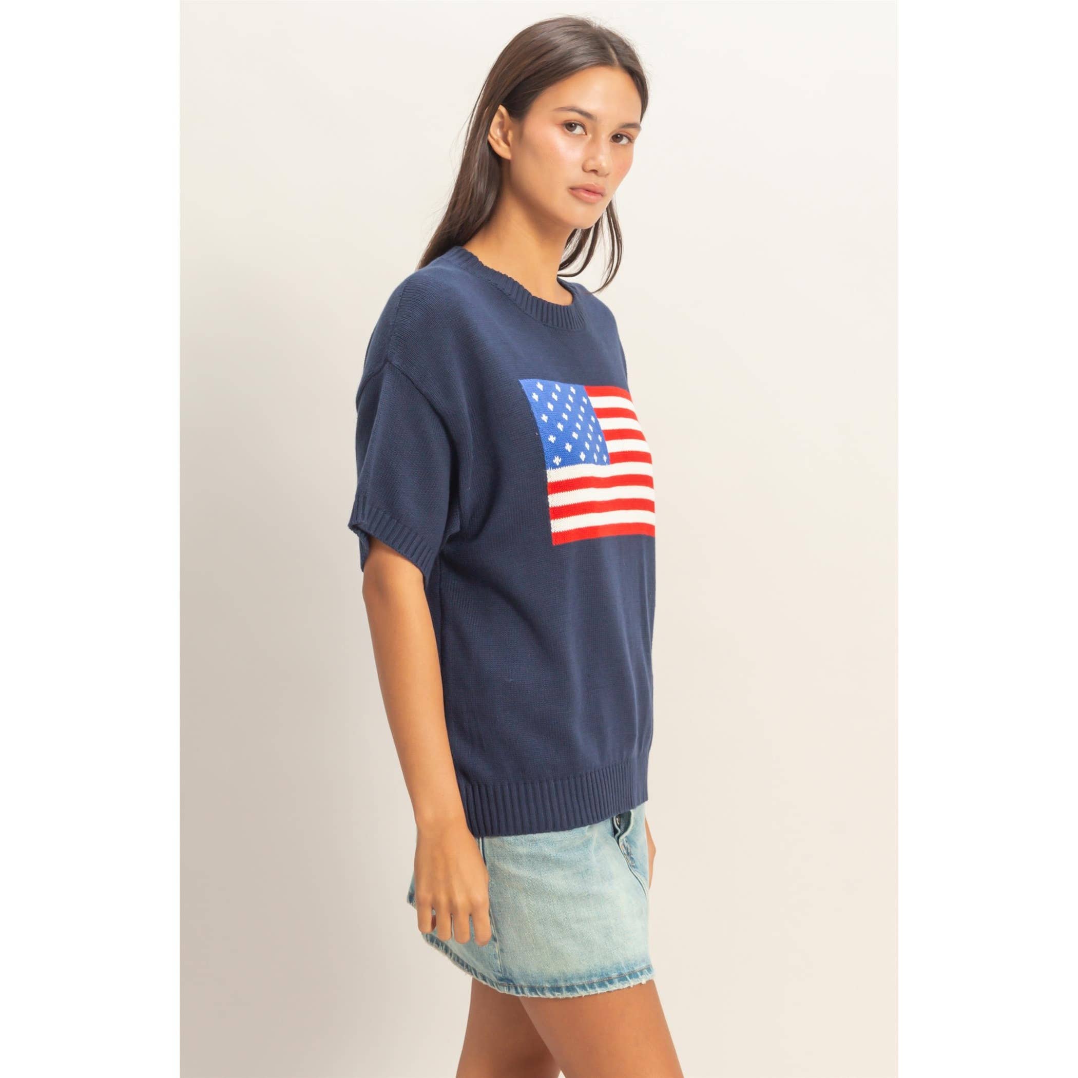 American Flag Knit Top
