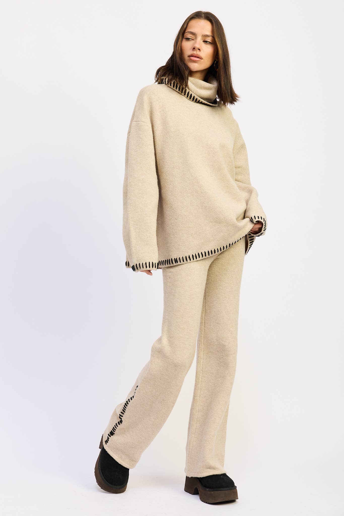 Contrast Stitch Turtleneck