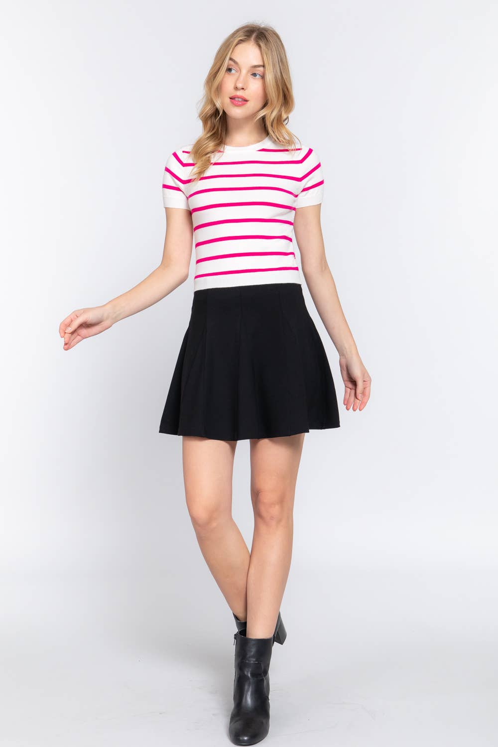 Crew Neck Striped Sweater Tee