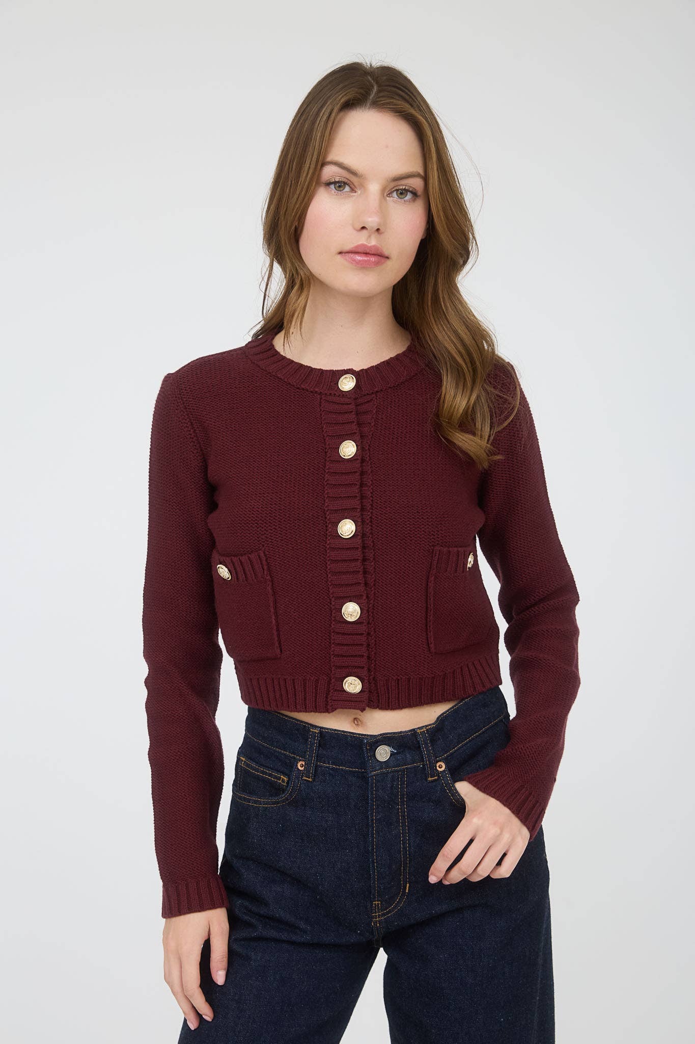 Gold Button Ribbed Cardigan