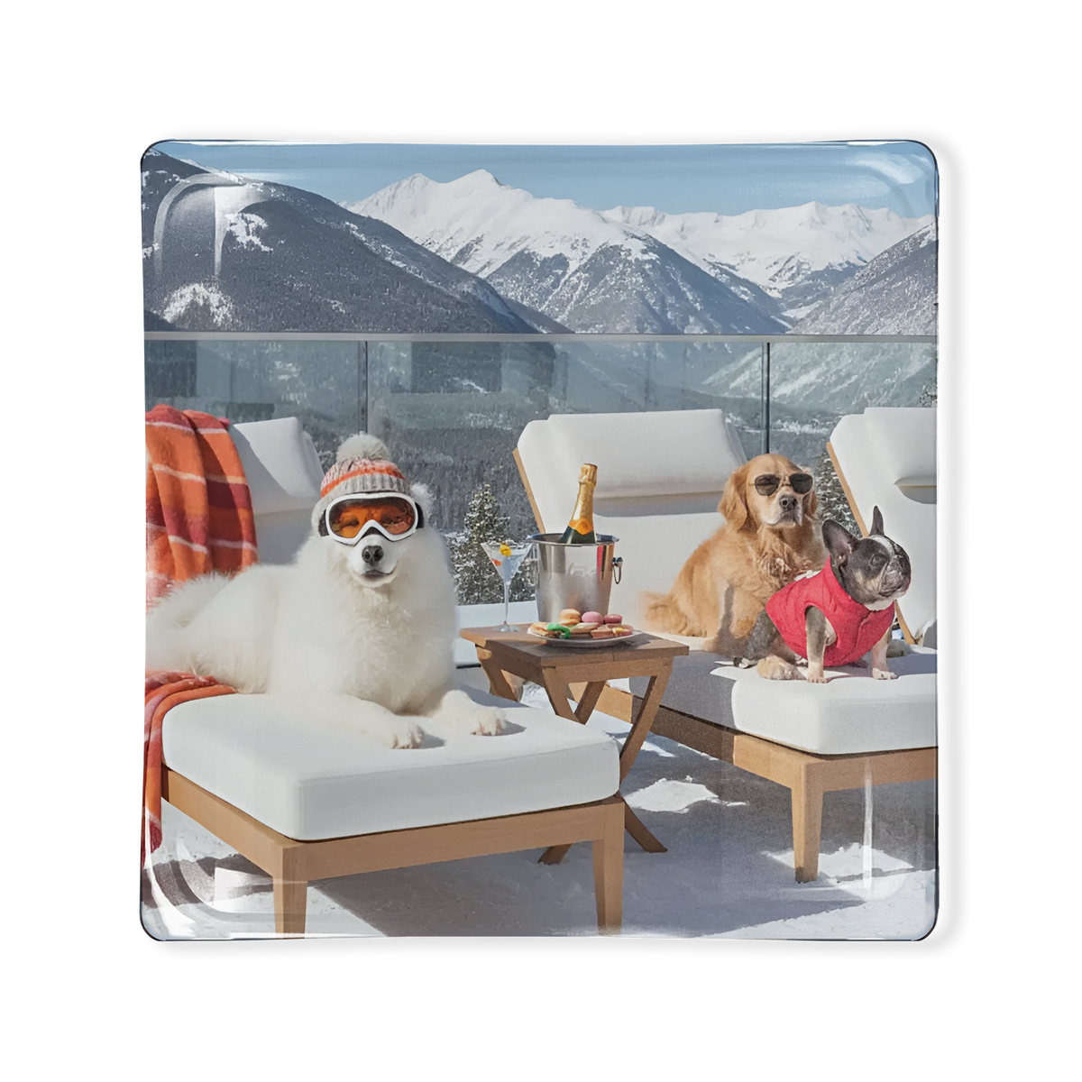 Apres Ski Dogs Glass Tray