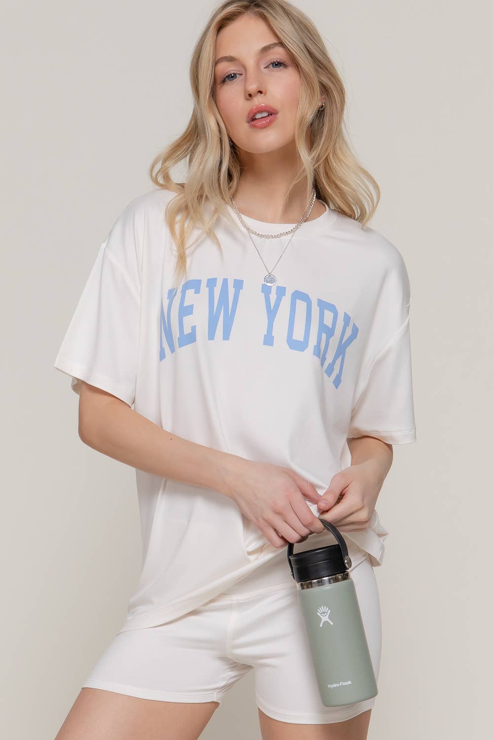 New York Oversized Tee & Biker Short Set