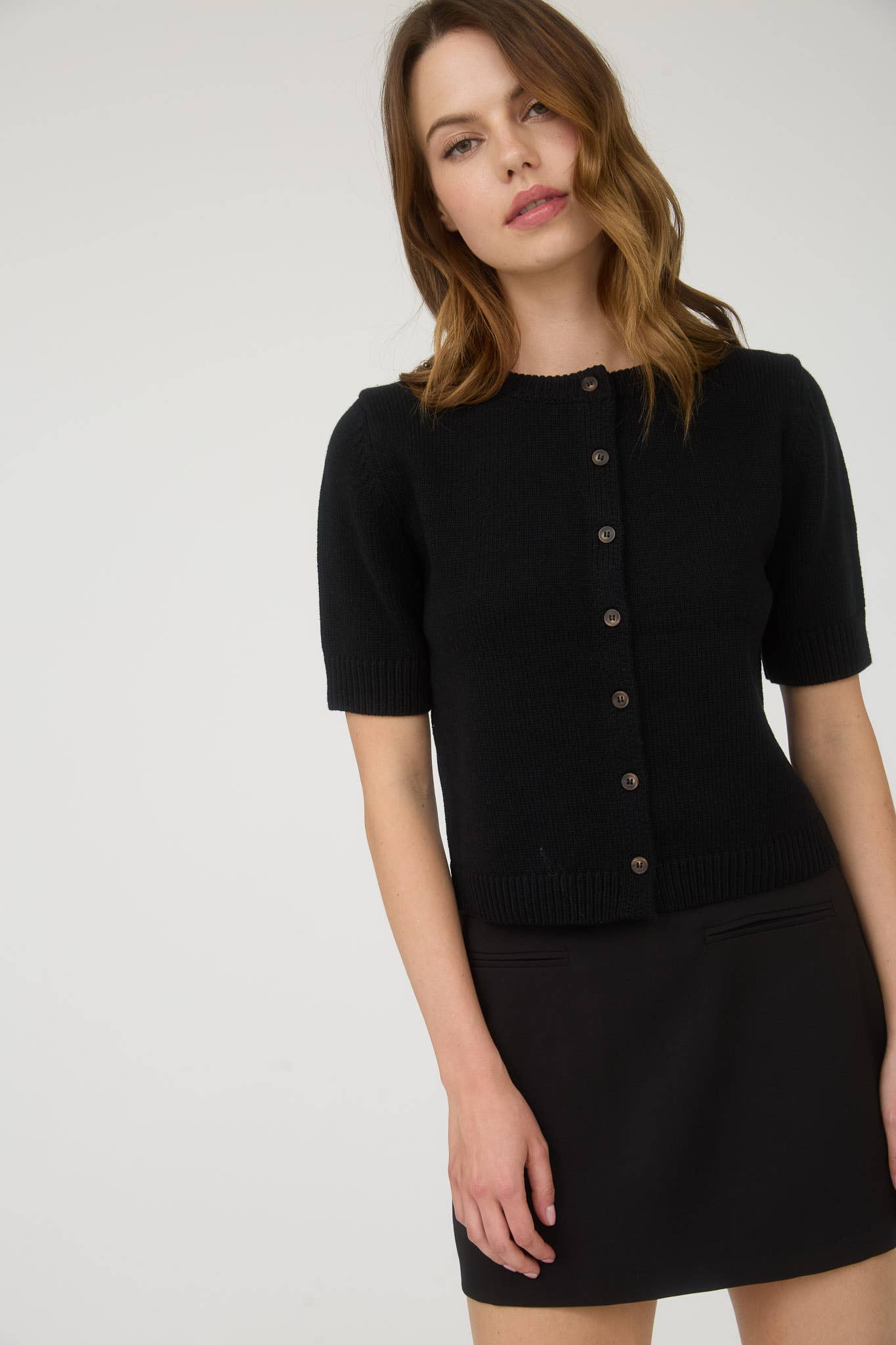 Short Sleeve Button Down Cardigan