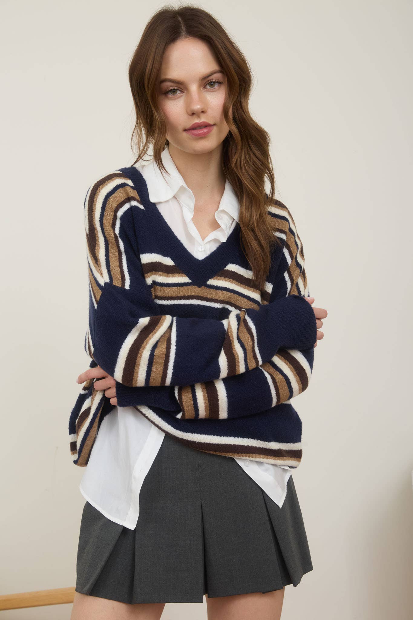 Stripe V-Neck Sweater