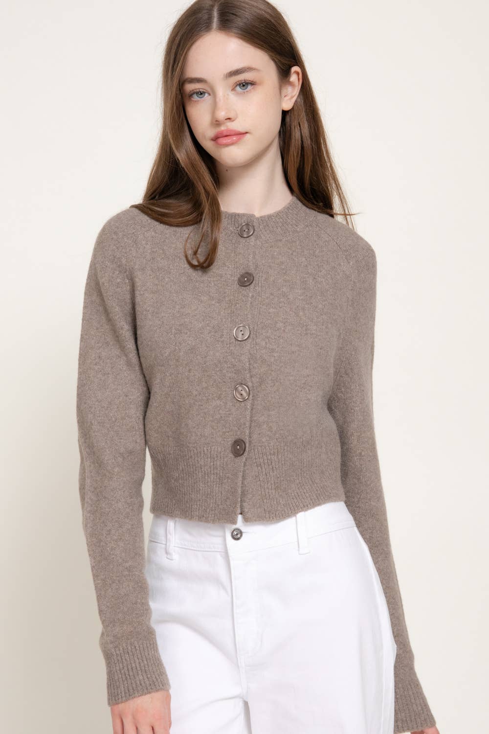 Round Neck Button Down Sweater