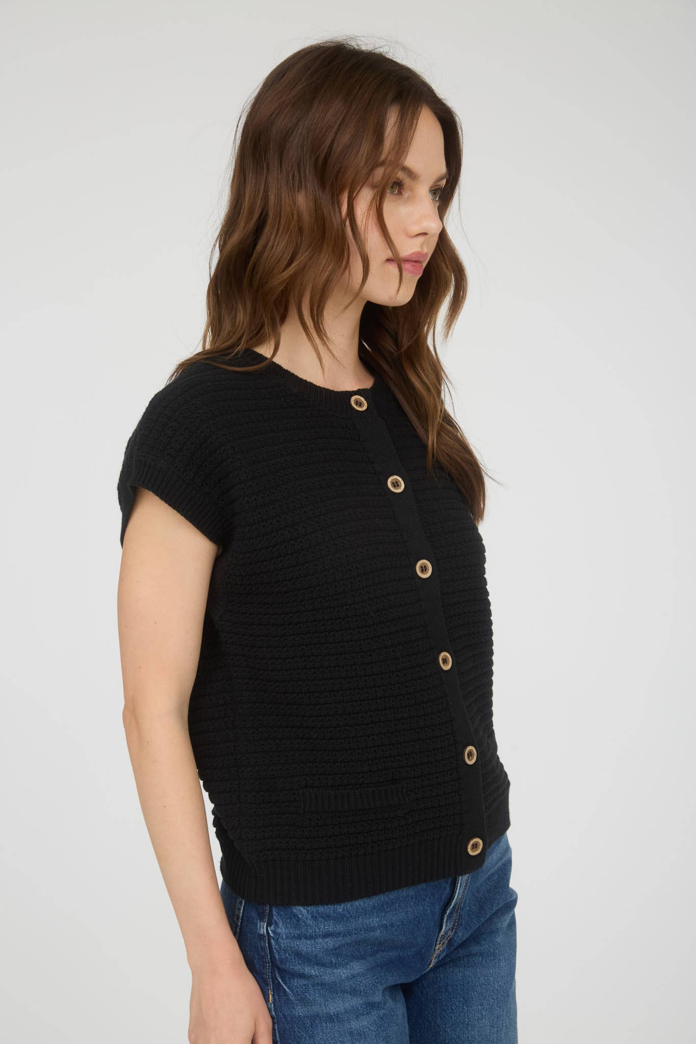 Textured Knit Cardigan Vest