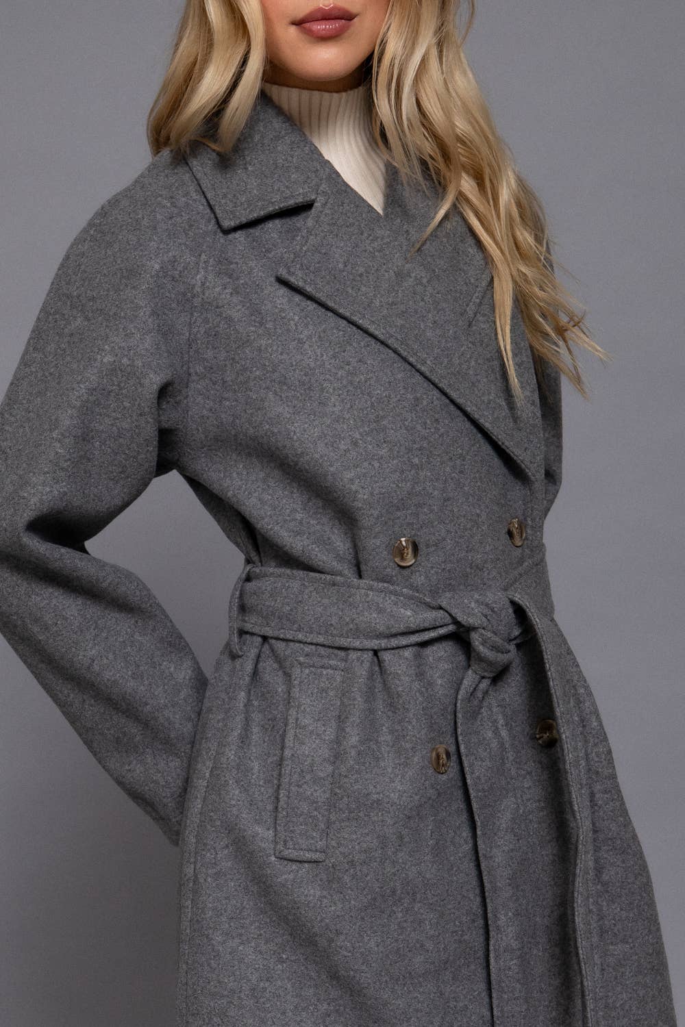 Double Breasted Button Felt Trench Coat