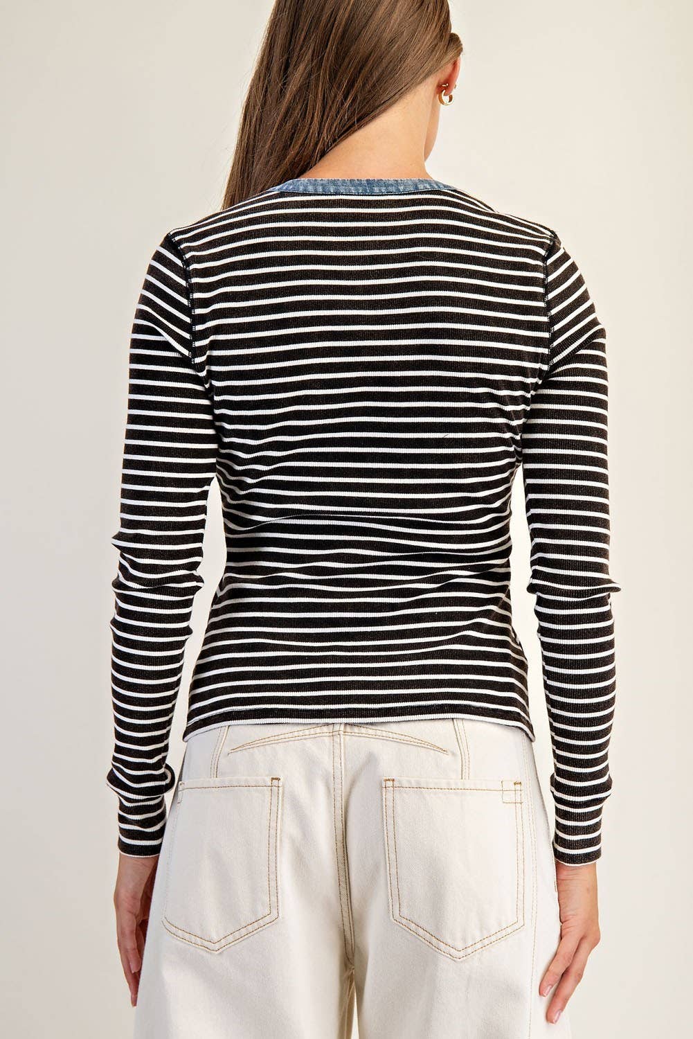 Two Tone Button Down Henley