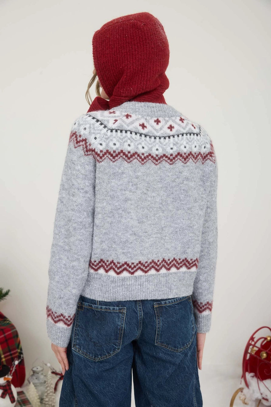 Fair Isle Toggle Button Sweater