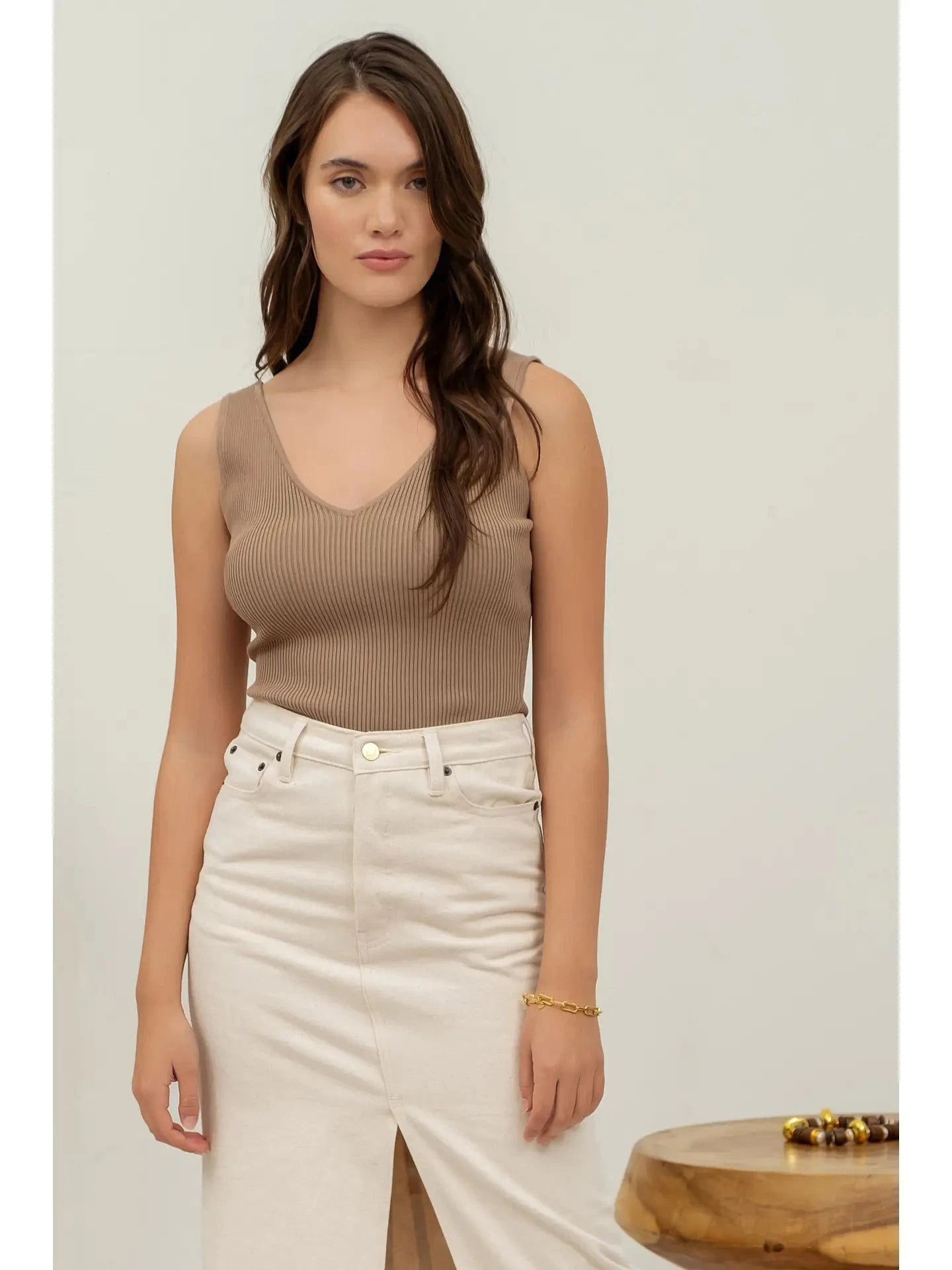 V-Neck Ribbed Tank