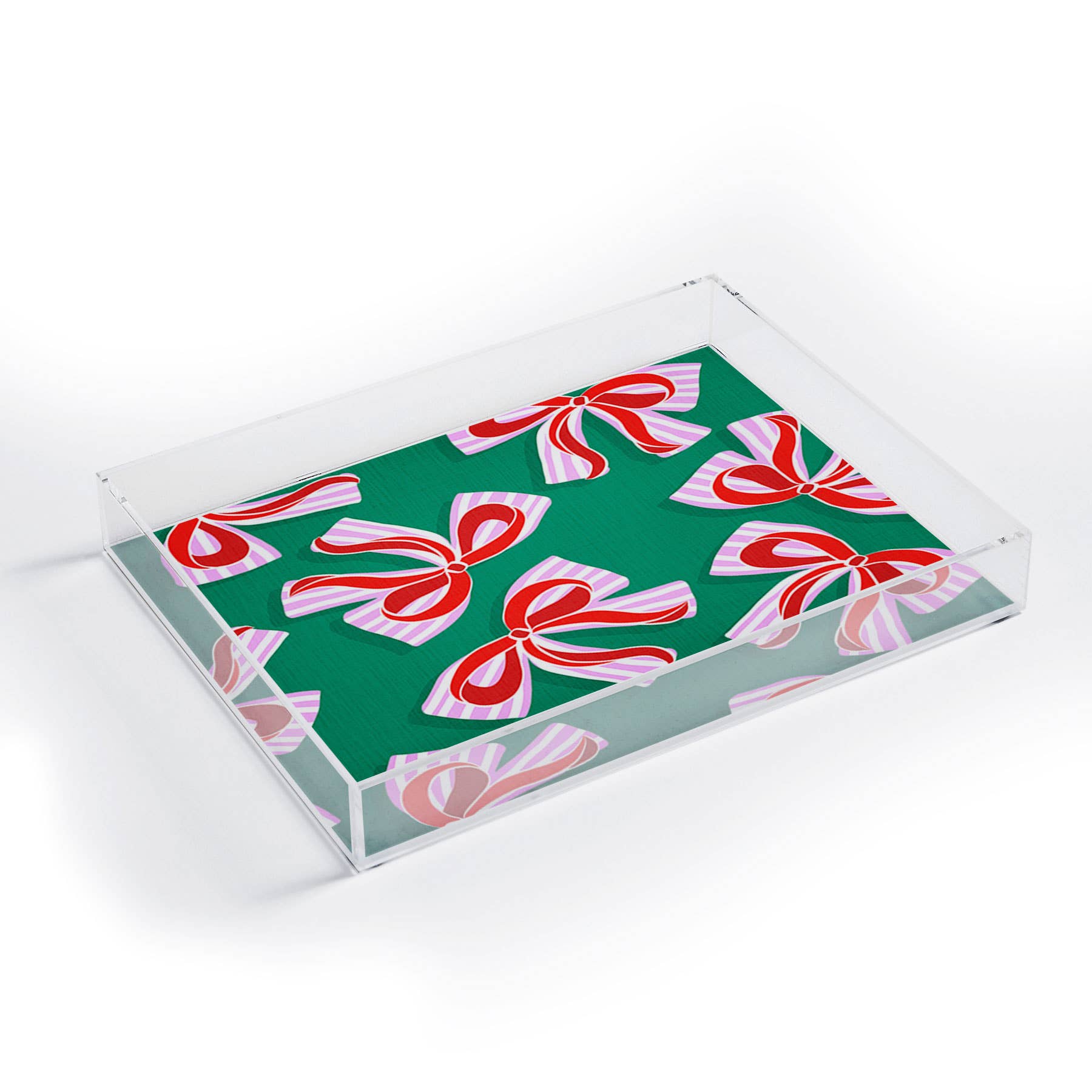 Kitsch Christmas Ribbons Acrylic Tray