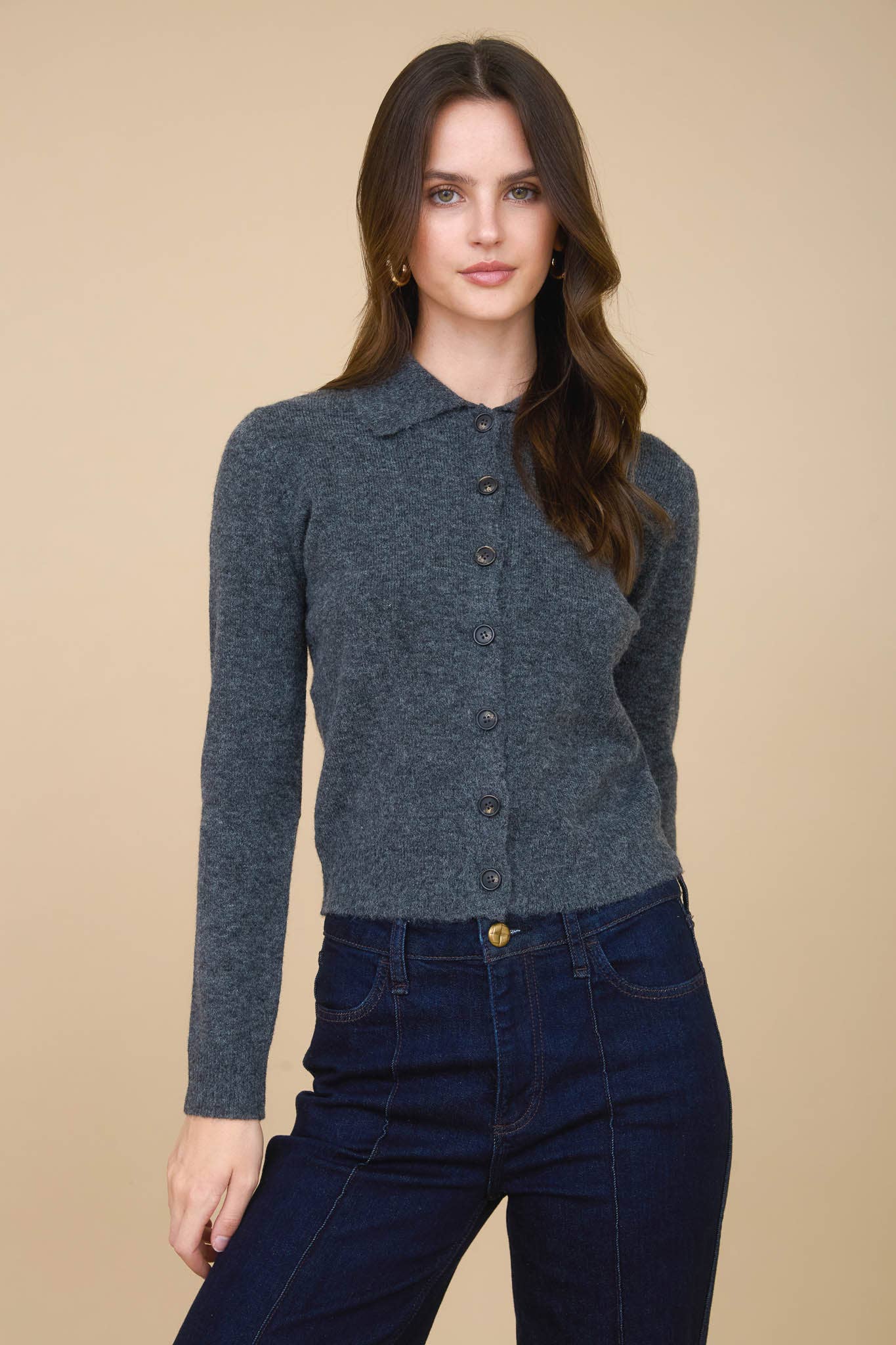 Collared Button Down Cardigan