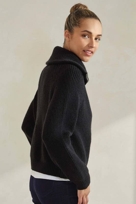 Funnel Neck Zip Cardigan