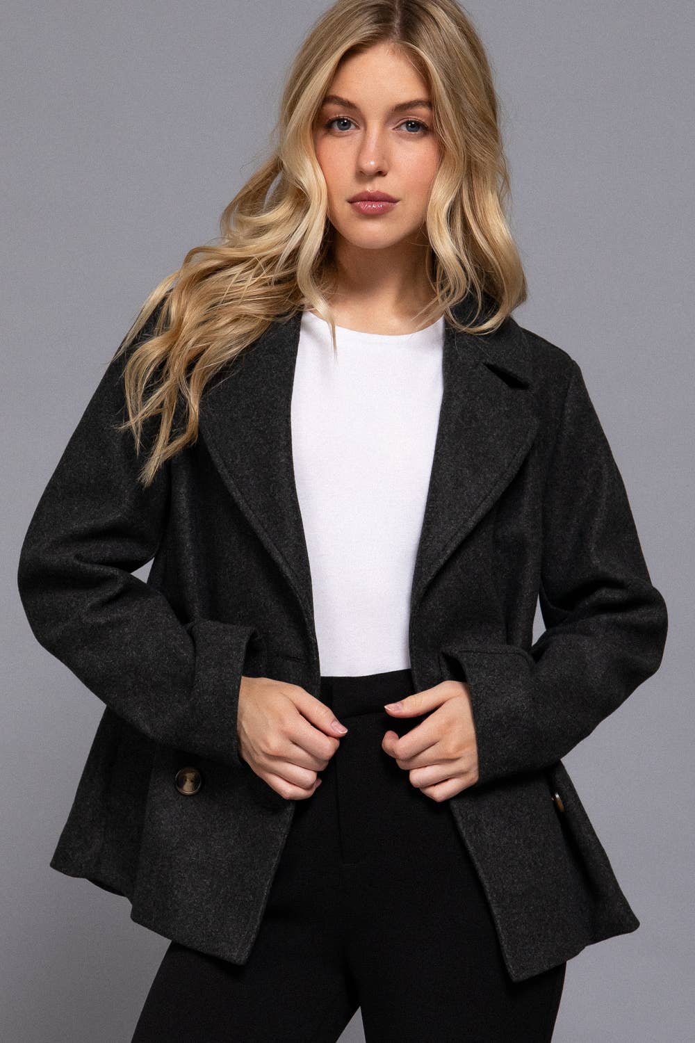 Short Double Breasted Peacoat