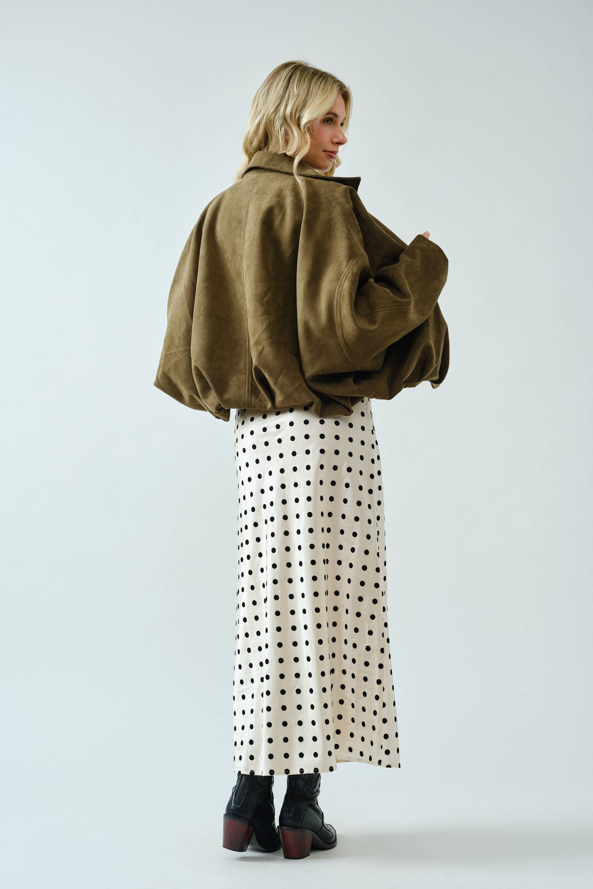 Suede Olive Bomber Jacket