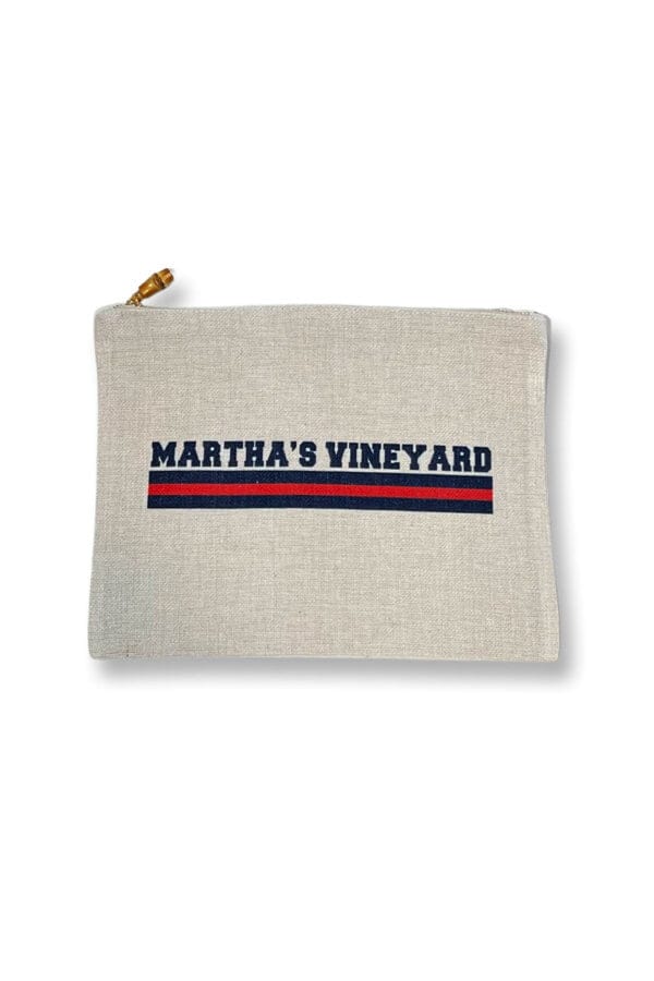 Martha's Vineyard Linen Zipper Pouch front | MILK MONEY milkmoney.co | women's accessories. cute accessories. trendy accessories. cute accessories for girls. ladies accessories. women's fashion accessories.