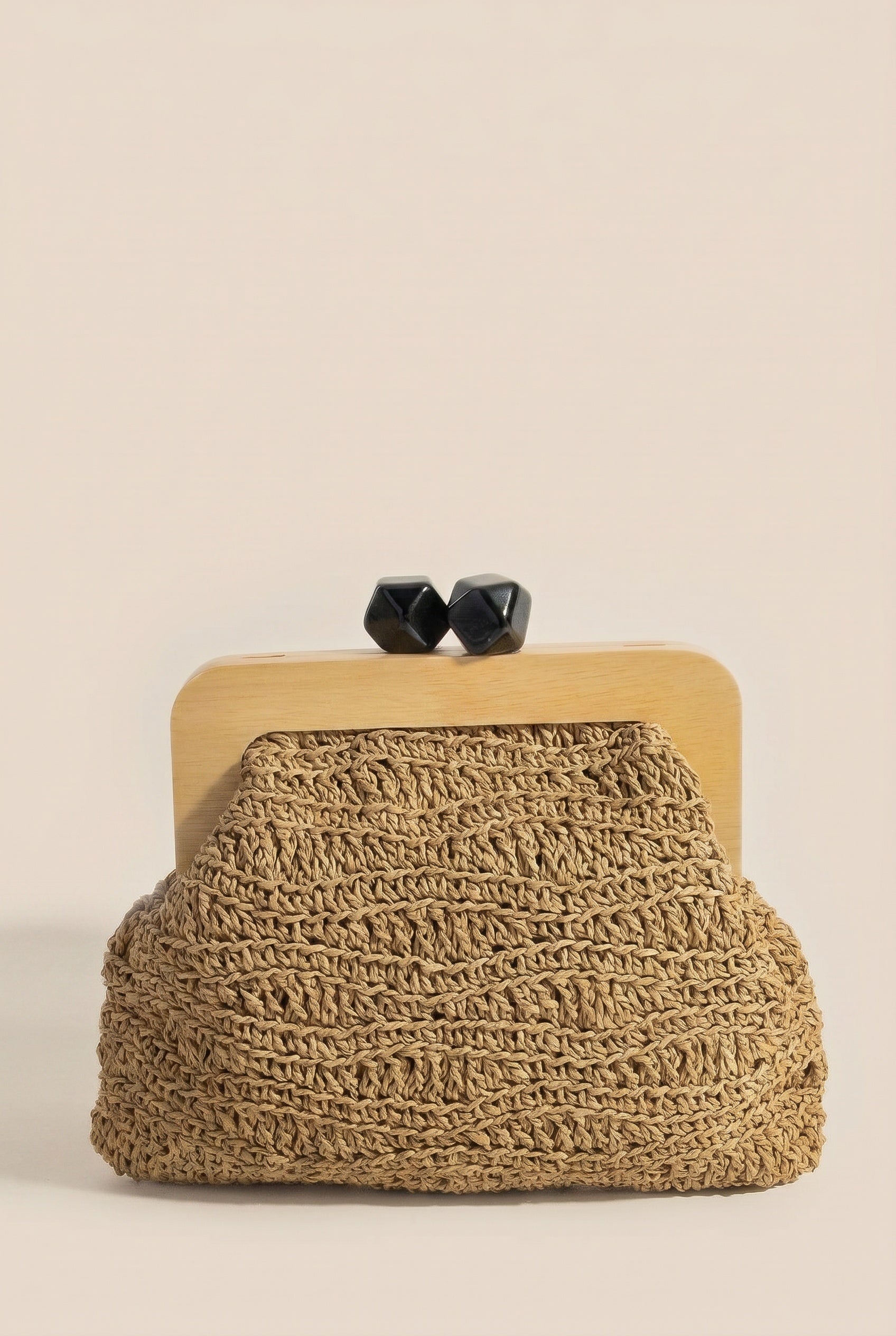 Geometric Clasp Wooden Frame Clutch