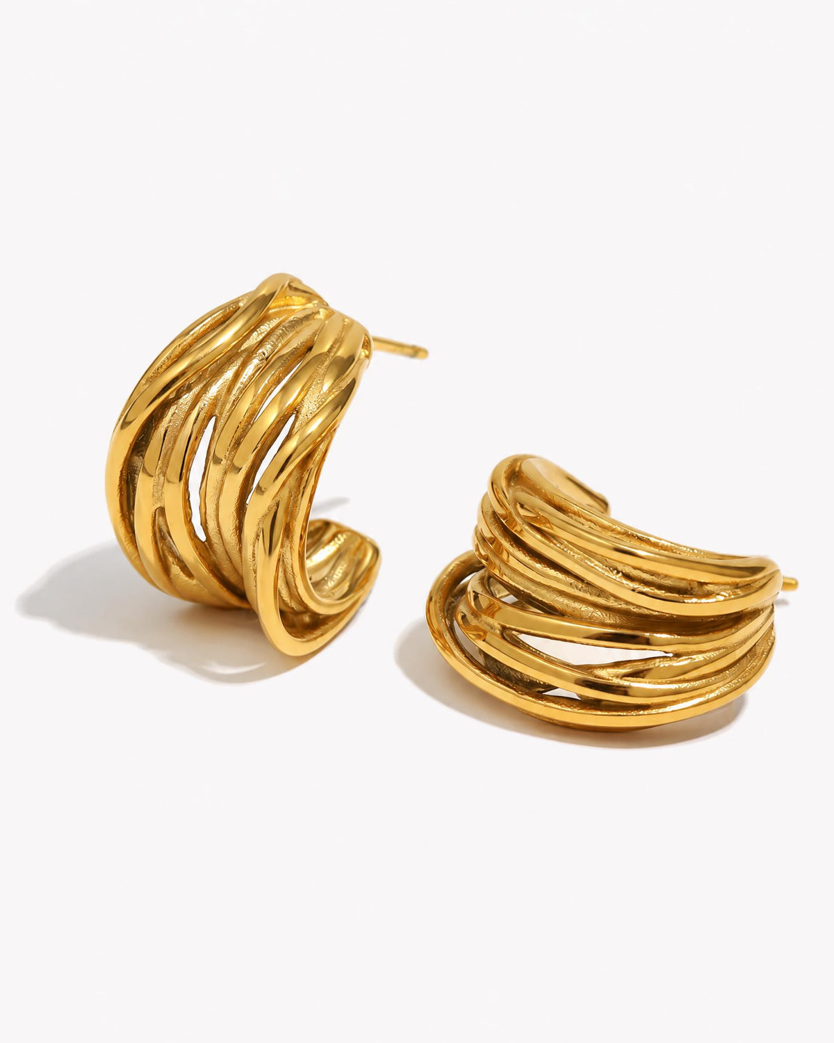 Gold Sculptural Woven Hoop Earrings
