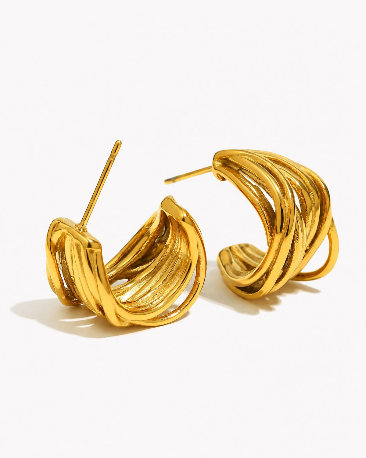 Gold Sculptural Woven Hoop Earrings