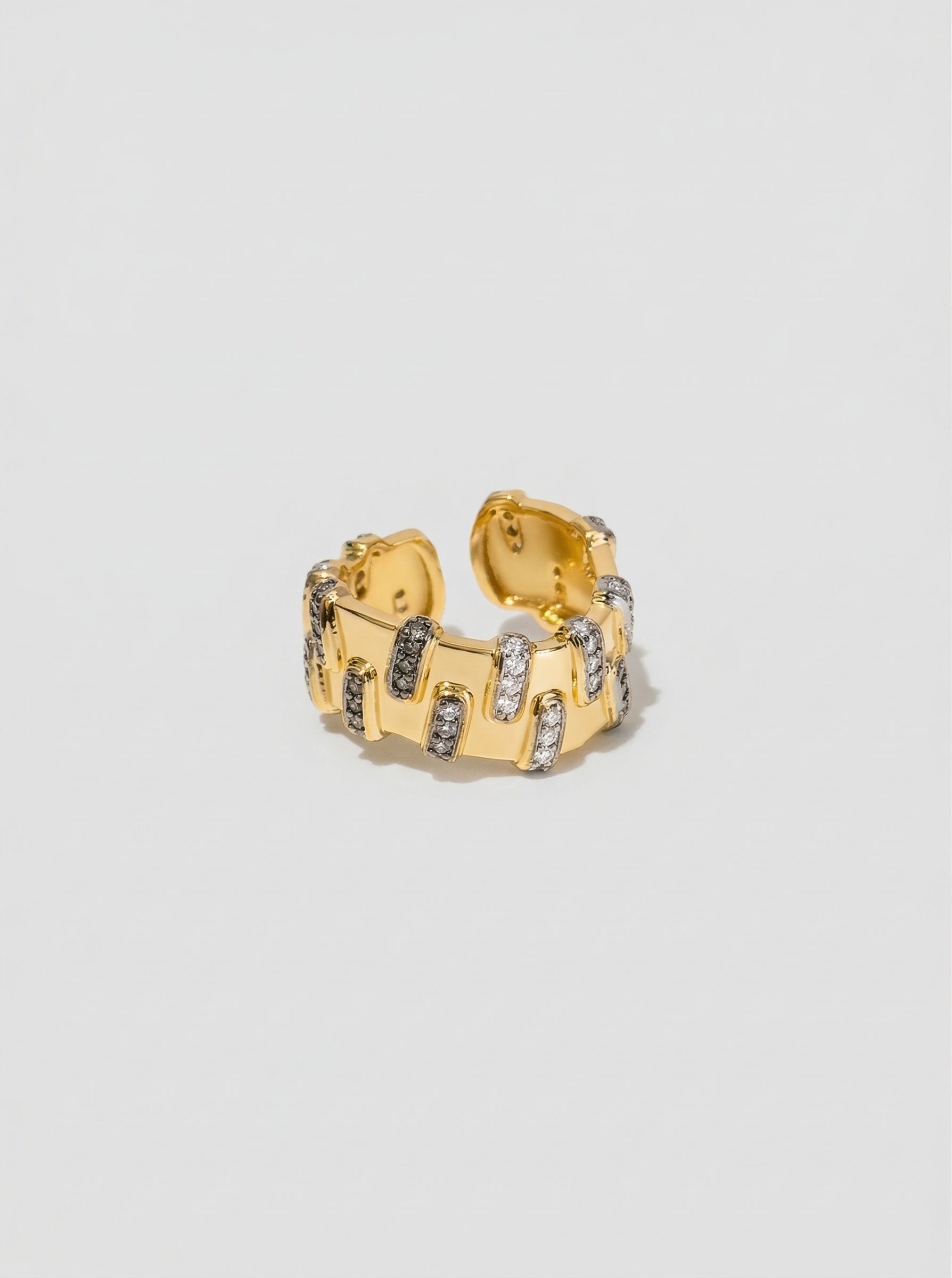 Two-Tone Pave Wave Checkered Ring