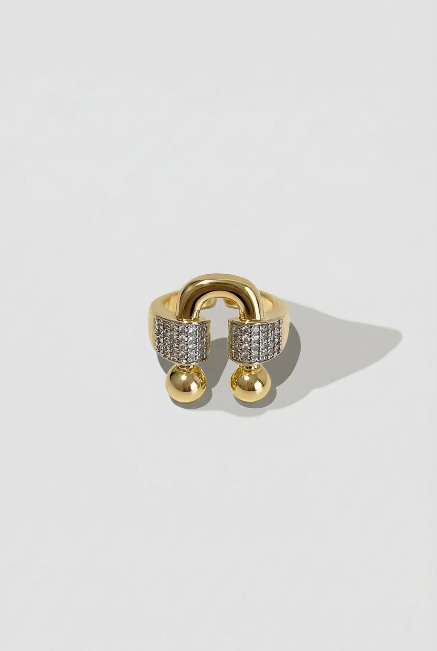 Two-Tone Pave U Design Ring