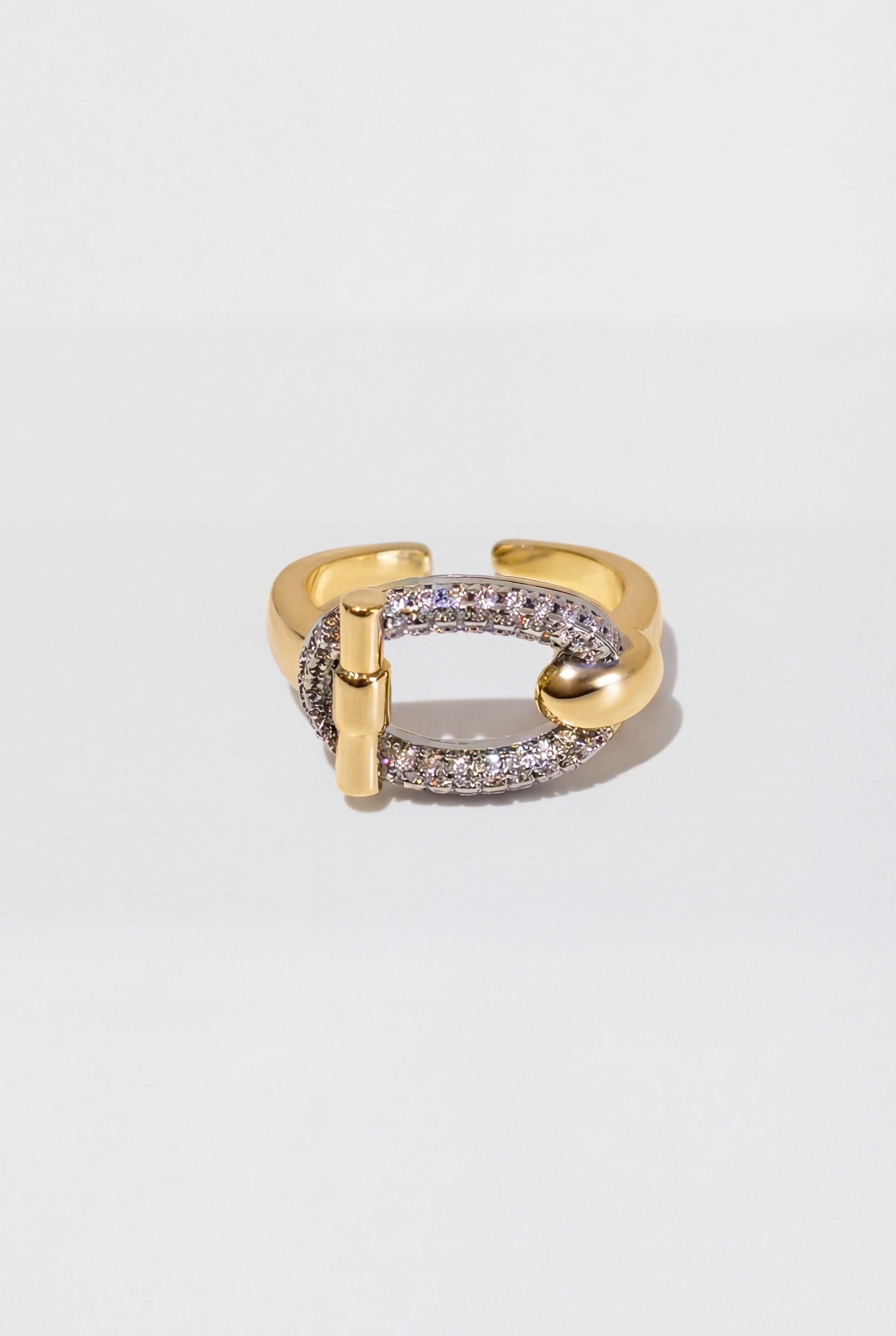 Two-tone Pave Clasp Design Ring