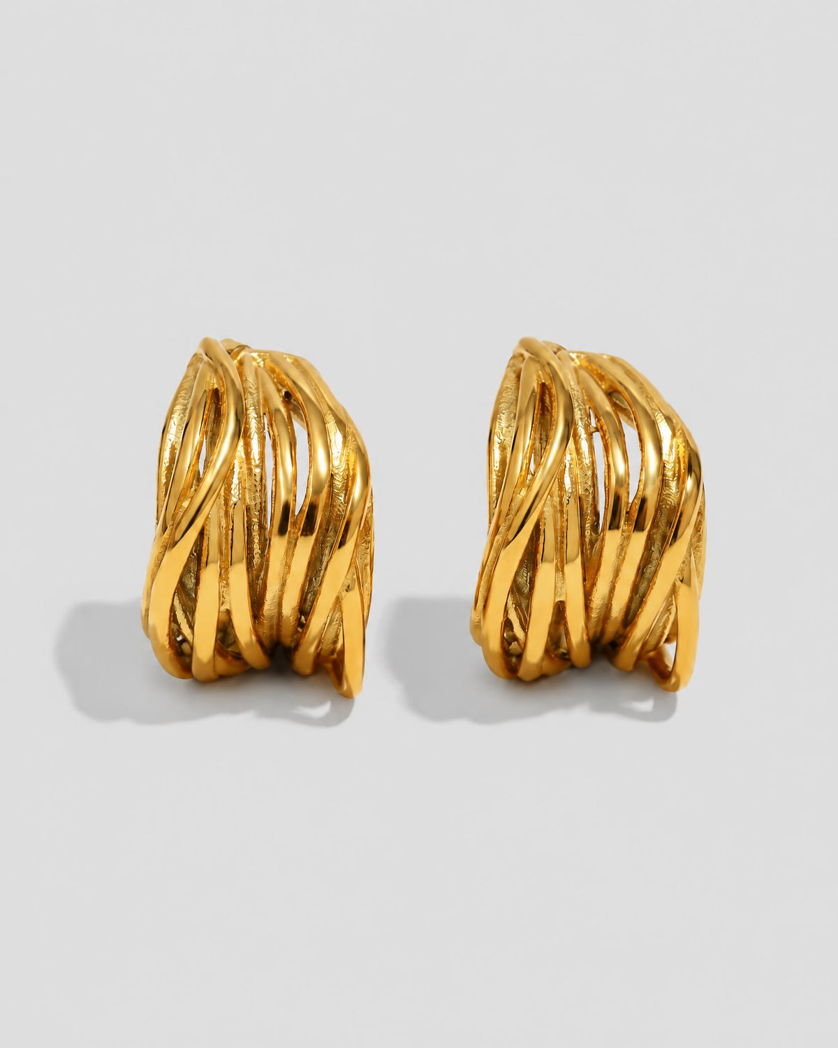 Gold Sculptural Woven Hoop Earrings