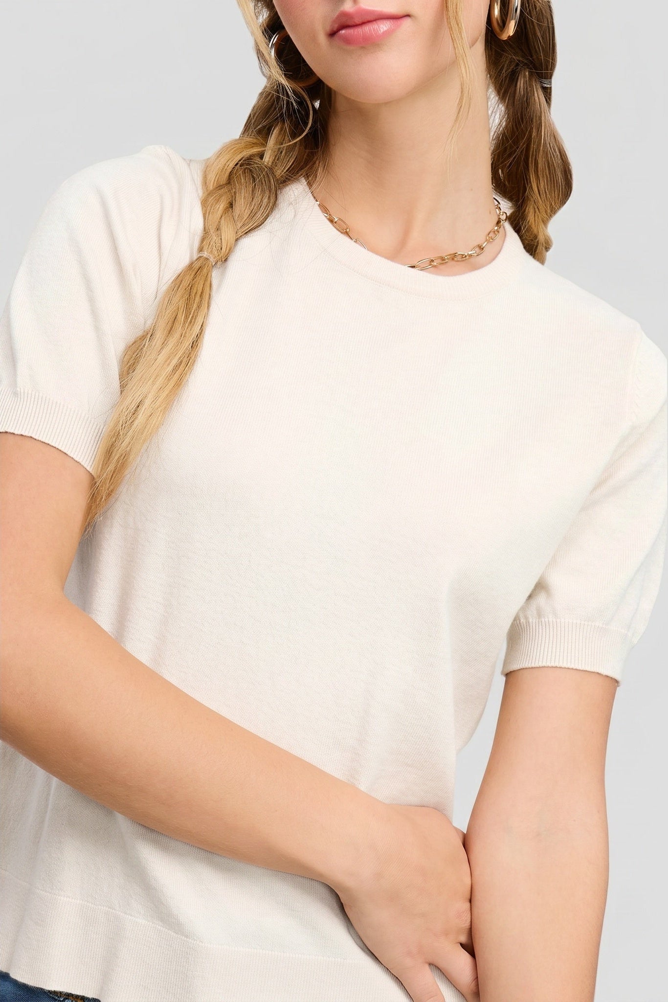 Puff Sleeve Knit Sweater Top