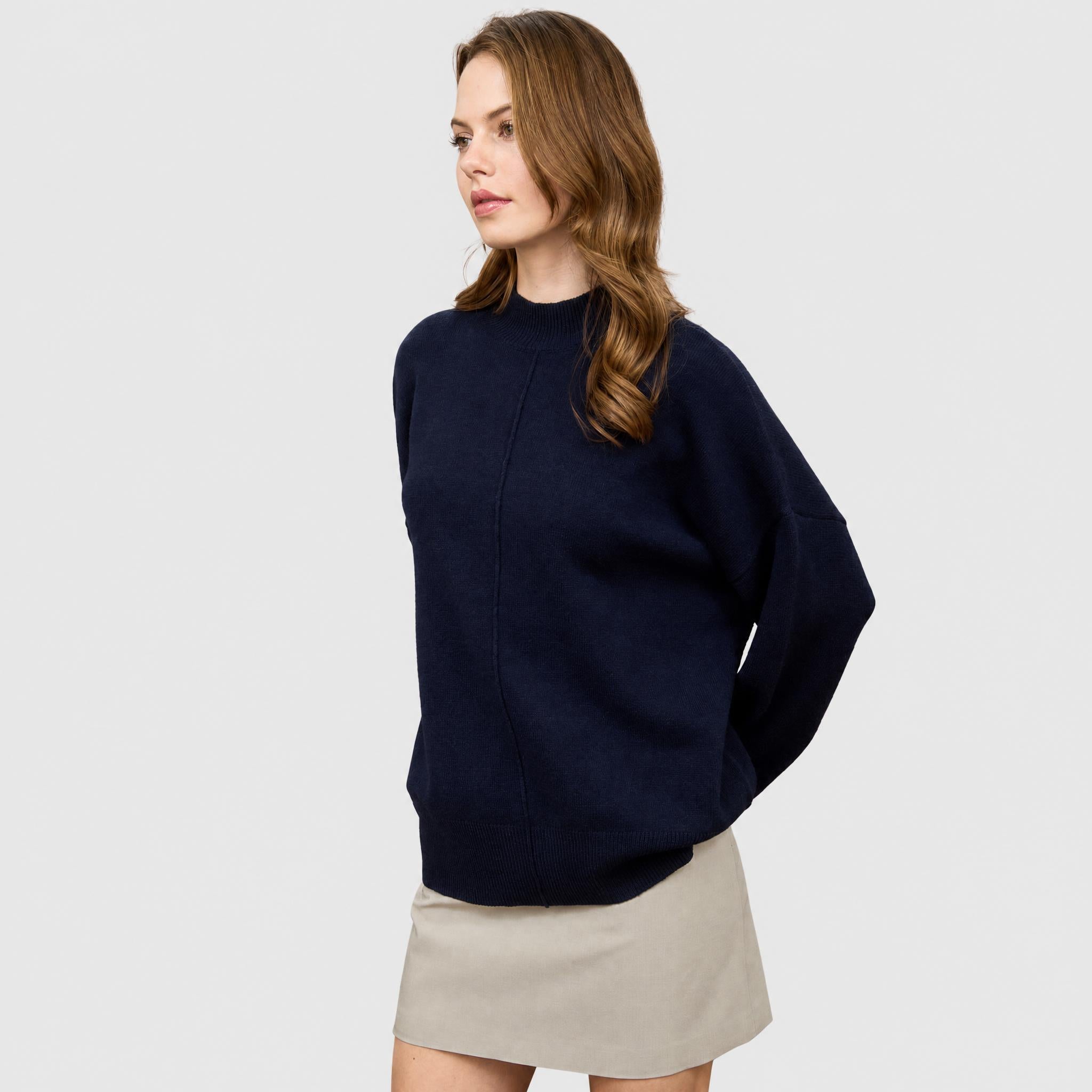 Front Seam Mock Neck Sweater